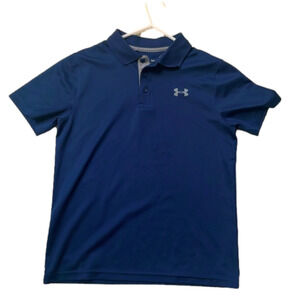 🌿Boys Under Armour short-sleeved polo shirt, navy blue, Youth Large🌿
